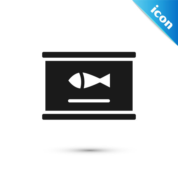 灰色罐头鱼图标孤立在白色背景。向量图片下载