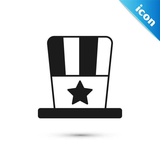 灰色爱国美国大礼帽图标孤立在白色背景。山姆大叔的帽子。美国独立日。向量图片下载