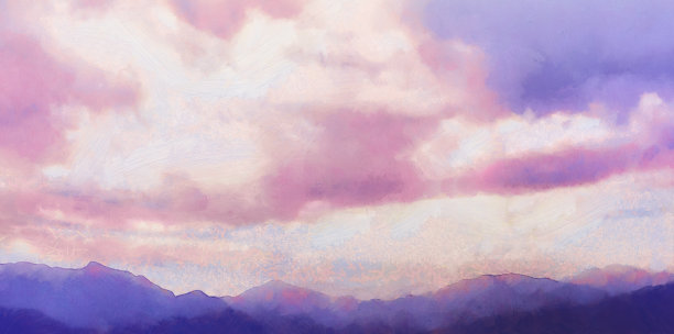 美丽的天空与云彩艺术背景。Cloudscape绘画图片下载