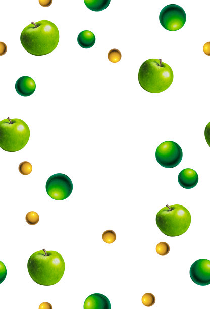 用手画青苹果和球，无缝图案。以食物为设计背景。图片下载