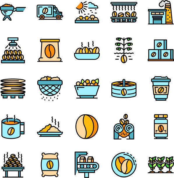 咖啡生产图标固定图片下载