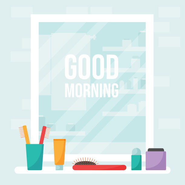 浴室里的镜子和架子，还有牙刷图片下载