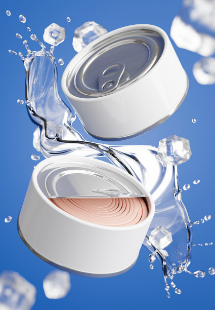 3d渲染罐装金枪鱼在泉水为您的模型设计图片下载