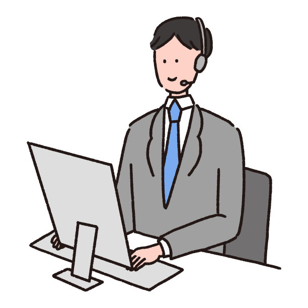 一位男性呼叫中心接线员正在用电脑工作。图片下载