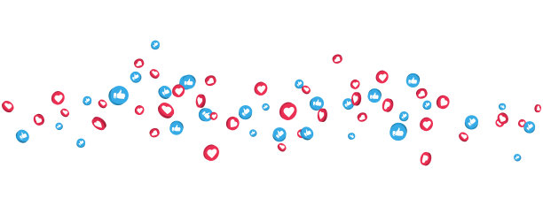 喜欢和大拇指上的长横幅社交图标图片下载