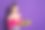 漂亮的学生女孩的照片拿筷子盘子吃亚洲寿司穿裁剪粉红色的顶部孤立的紫色背景图片下载