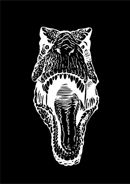 图形头骨霸王龙孤立在黑色图片下载