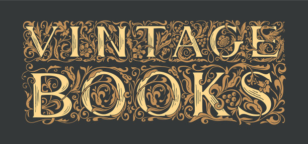 在黑色背景上华丽的字母古董书图片下载