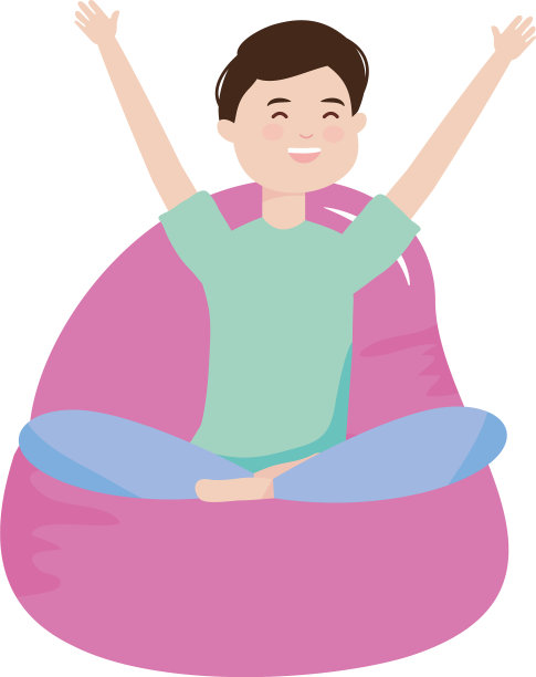 年轻人坐在豆椅上开心的性格图片下载