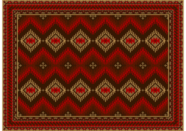 红、勃艮第棕色的钻石图案地毯图片下载