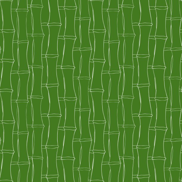 无缝竹林图案白色轮廓在绿色背景图片下载