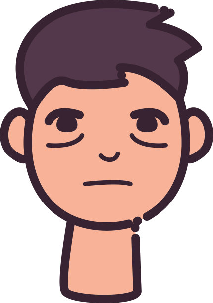 男人卡通失眠线和填补风格图标图片下载