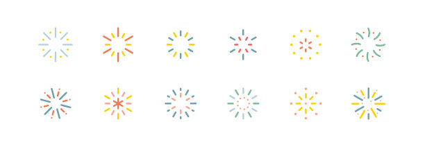 一套简单的线条烟花图标。图片下载