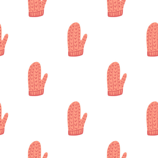 粉色简单的卡通连指手套隔离无缝图片下载