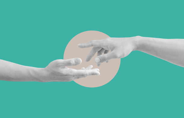 数字拼贴现代艺术。援助之手图片下载