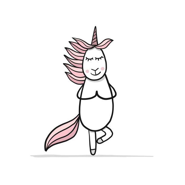 有趣的独角兽为你的设计做瑜伽素描图片下载