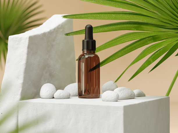 滴式玻璃瓶与化妆品油或血清图片下载