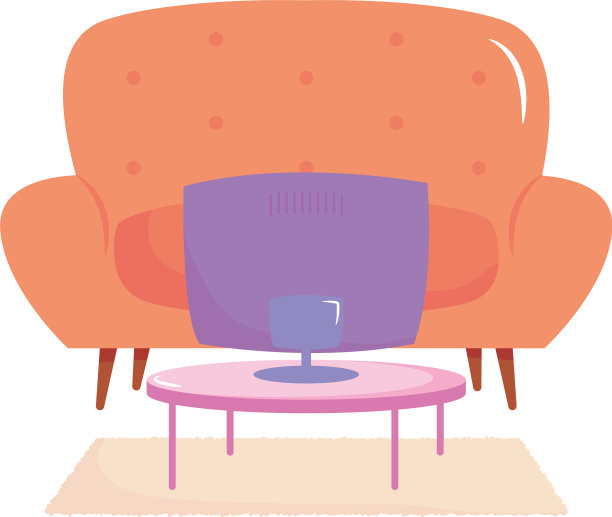 客厅沙发，桌子上有电视和地毯图片下载