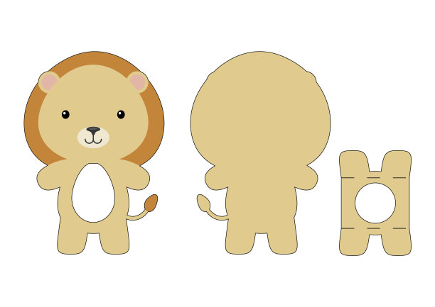 可爱的模切狮子巧克力蛋holder模板图片下载