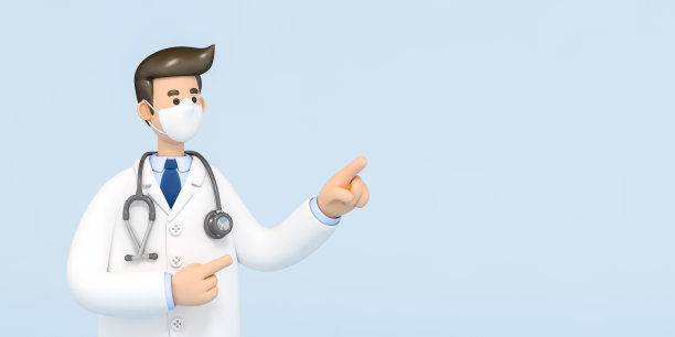 3d医生的医学指向与他的手指开放空间在蓝色背景3d渲染。医疗保险模板，医院，医疗保健概念。图片下载
