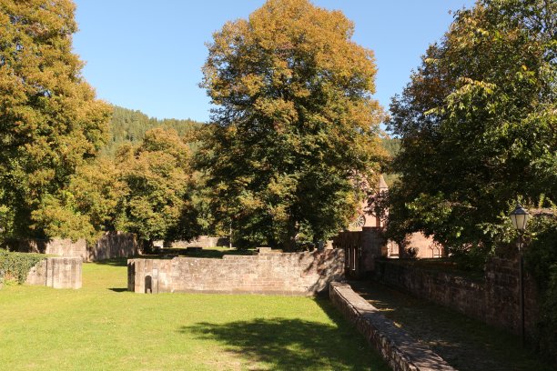 阳光明媚的秋日，在黑森林Hirsau前圣彼得和保罗修道院图片下载