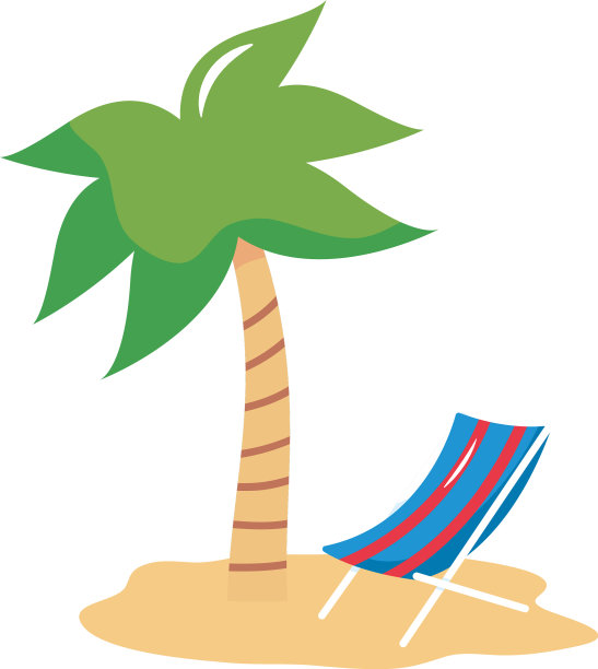 度假概念热带棕榈和海滩椅图片下载