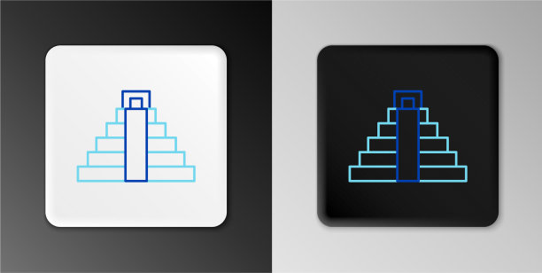 线奇琴伊察在玛雅图标孤立的灰色图片下载