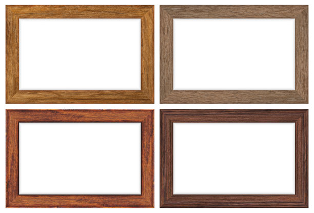 木相框孤立在白色背景与剪切路径图片下载