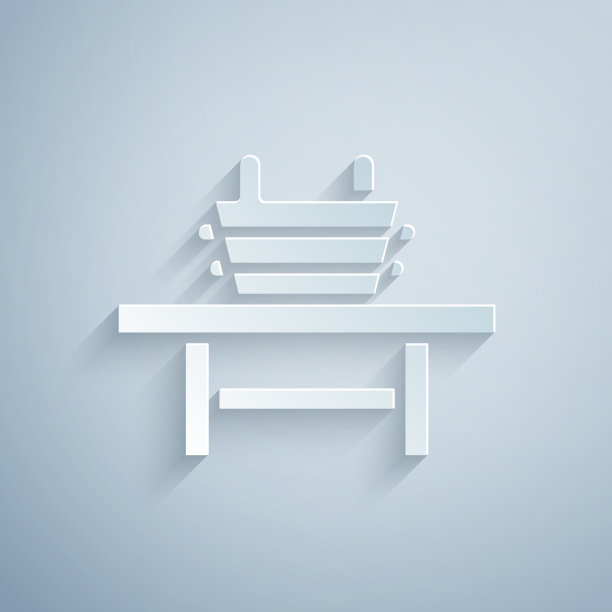 纸切割桑拿凳与水桶图标隔离上图片下载