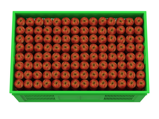 塑料板条箱里的红苹果图片下载