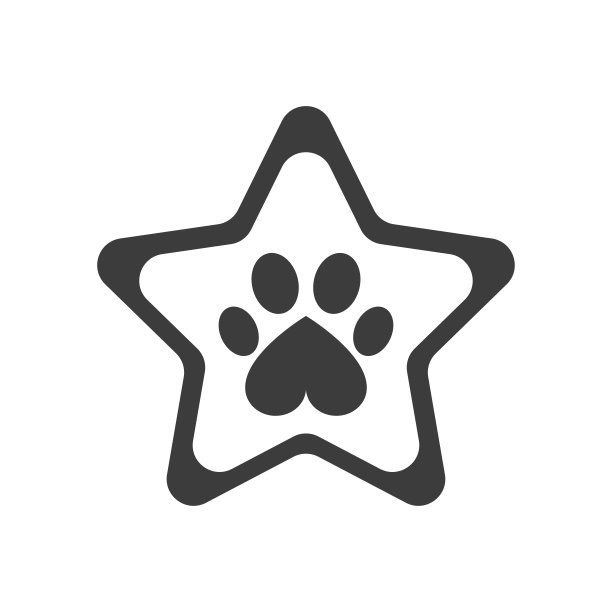 动物爪子图标在星星上。平面设计。矢量插图。图片下载