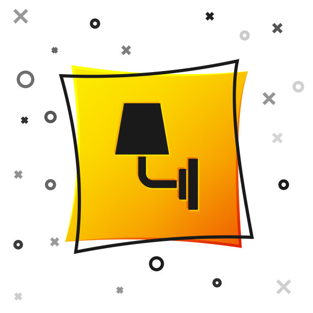 黑色壁灯或壁灯图标孤立在白色上图片下载