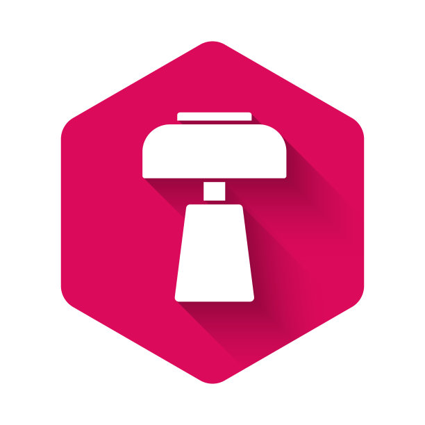 白色台灯图标孤立与长影子图片下载