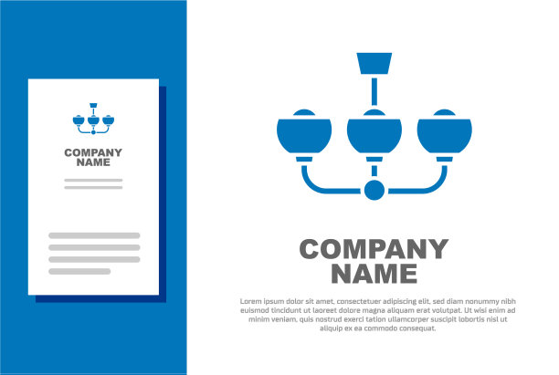 蓝色吊灯图标孤立在白色背景图片下载