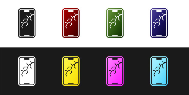 设置智能手机与破碎屏幕图标隔离图片下载