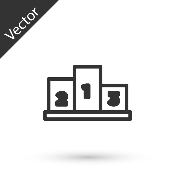 灰线奖上的体育冠军领奖台图标图片下载