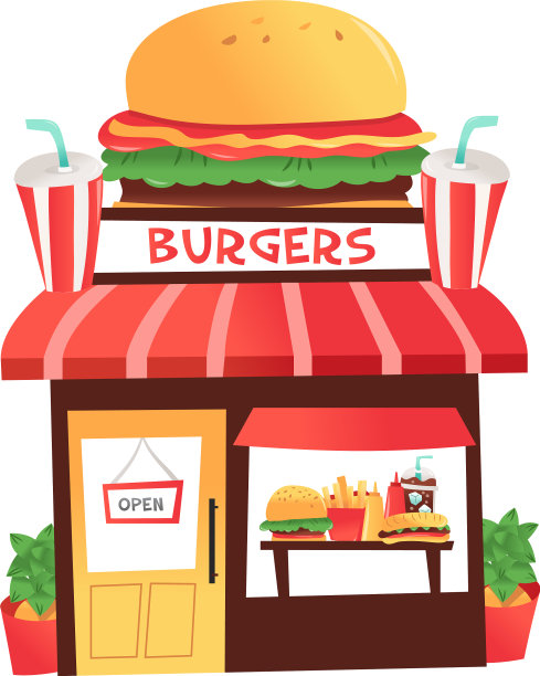 卡通汉堡店图片下载