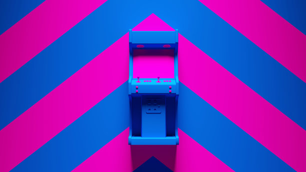 蓝色街机与粉红色一个蓝色的Chevron背景图片下载