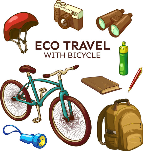 生态自行车旅游元素集图片下载