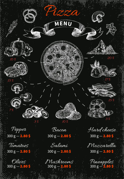 披萨手绘菜单图片下载