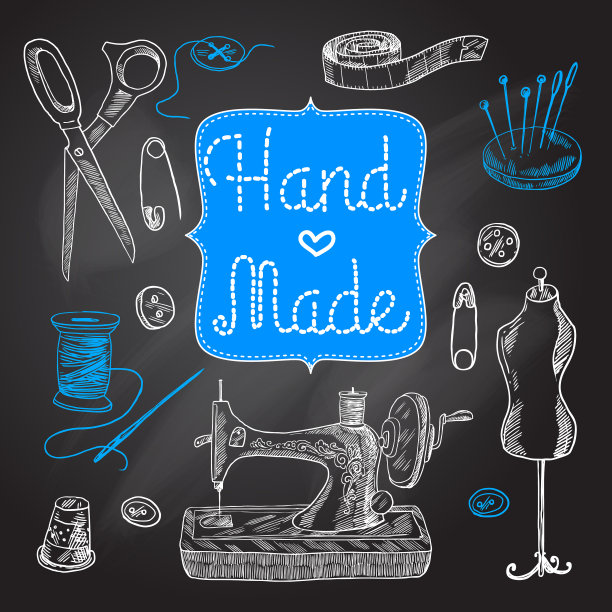 缝纫chalboard集图片下载