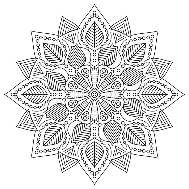 黑细线曼荼罗圆形设计图片下载