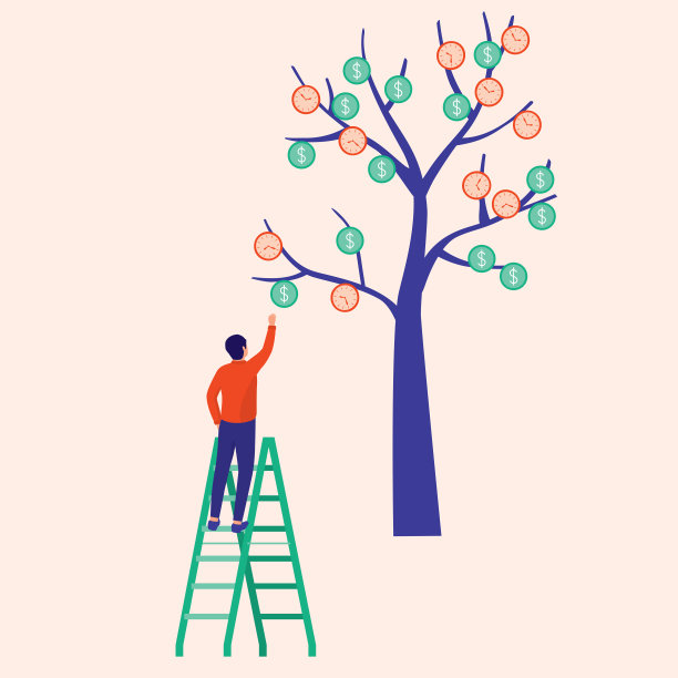 时间就是金钱的概念。矢量平面卡通插图。图片下载