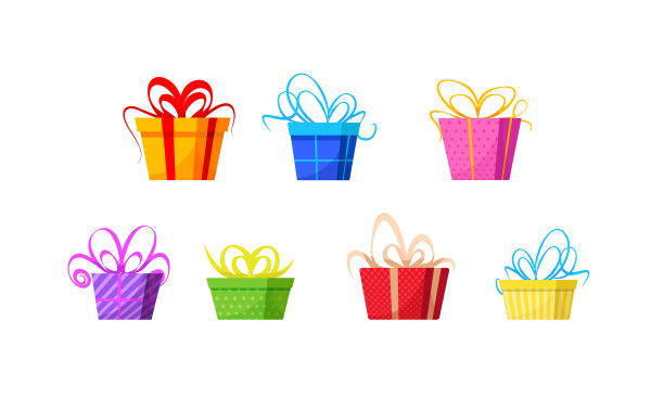 设置彩色礼品盒丝带3d体积图片下载