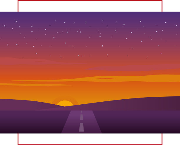 日落大道景观以星星为色彩缤纷的设计图片下载