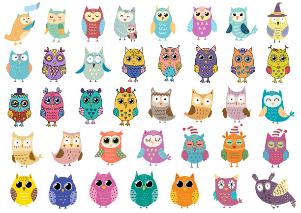 大收集可爱的猫头鹰clipart捆绑图片下载