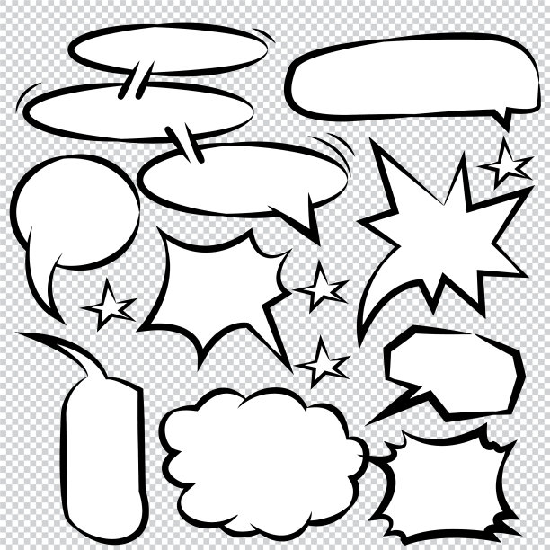 漫画演讲气泡图标收集颜色图片下载