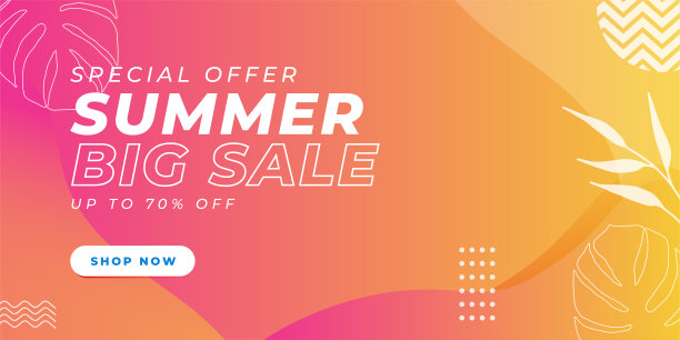 夏季销售横幅剪纸波浪风格和热带树叶背景，异国情调的花卉设计横幅，传单，邀请，海报，网站或贺卡。剪纸风格，矢量插图图片下载