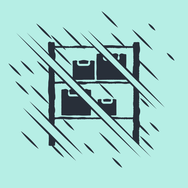 黑色仓库图标孤立在绿色背景上图片下载