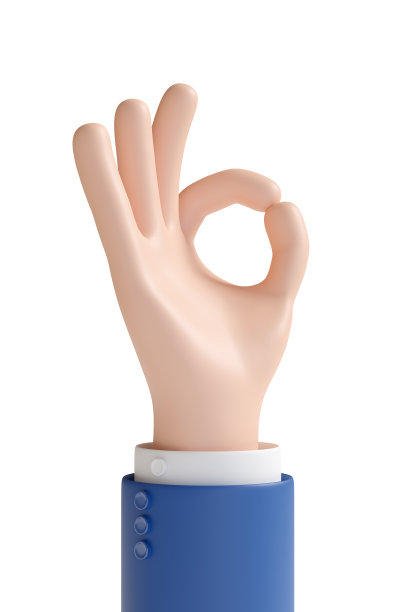 卡通手制作OK手势孤立在白色背景。3 d演示。图片下载
